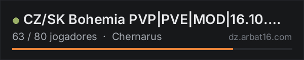 CZ/SK Bohemia PVP|PVE|MOD|16.10.WIPE na lista de servidores de DayZ da AR16