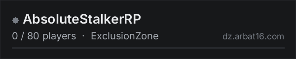 AbsoluteStalkerRP on the AR16 DayZ server list