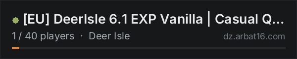 [EU] DeerIsle 6.1 EXP Vanilla | Casual Quest Adventures | DEV on the AR16 DayZ server list