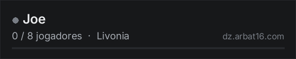 Joe na lista de servidores de DayZ da AR16