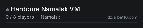 Hardcore Namalsk VM on the AR16 DayZ server list
