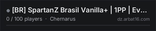 BR SpartanZ Brasil Vanilla+ | 1PP | Events | Grupo on the AR16 DayZ server list