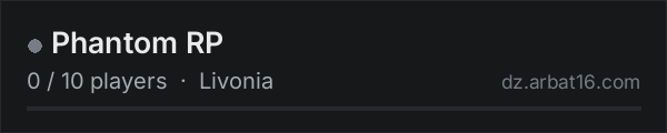 Phantom RP on the AR16 DayZ server list