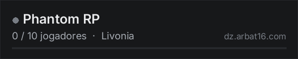 Phantom RP na lista de servidores de DayZ da AR16