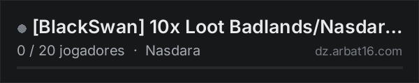 BlackSwan 10x Loot Badlands/Nasdara - Weapons+++ Vehicles++ B na lista de servidores de DayZ da AR16