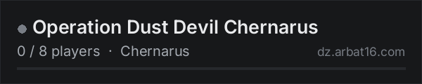 Operation Dust Devil Chernarus on the AR16 DayZ server list