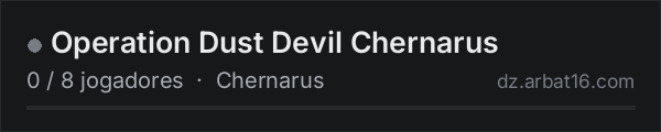 Operation Dust Devil Chernarus na lista de servidores de DayZ da AR16