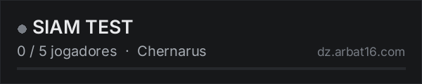 SIAM TEST na lista de servidores de DayZ da AR16