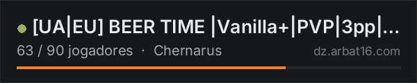 [UA|EU] BEER TIME |Vanilla+|PVP|3pp|Map|Party na lista de servidores de DayZ da AR16