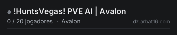 !HuntsVegas! PVE AI | Avalon na lista de servidores de DayZ da AR16