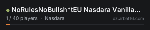 NoRulesNoBullsh*tEU Nasdara Vanilla+ 1PP discord:nTnyWpt4cq on the AR16 DayZ server list