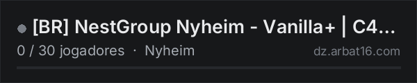 [BR] NestGroup Nyheim - Vanilla+ | C4 | Group 5 | nestgroup.fun na lista de servidores de DayZ da AR16