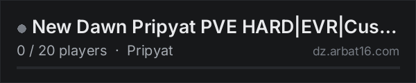 New Dawn Pripyat PVE HARD|EVR|Custom Locations|DayzDog|Discord on the AR16 DayZ server list