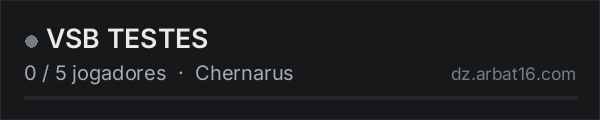 VSB TESTES na lista de servidores de DayZ da AR16