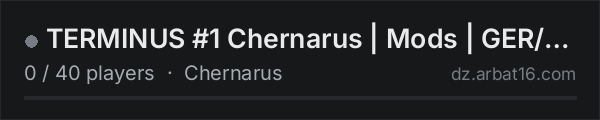 TERMINUS #1 Chernarus | Mods  | GER/ENG  | PVP  | 3PP  | on the AR16 DayZ server list