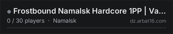 Frostbound Namalsk Hardcore 1PP | Vanilla+ | Dynamic Ai | PvP on the AR16 DayZ server list