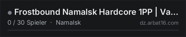 Frostbound Namalsk Hardcore 1PP | Vanilla+ | Dynamic Ai | PvP in der DayZ-Serverliste von AR16
