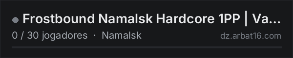 Frostbound Namalsk Hardcore 1PP | Vanilla+ | Dynamic Ai | PvP na lista de servidores de DayZ da AR16