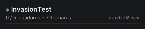 InvasionTest na lista de servidores de DayZ da AR16