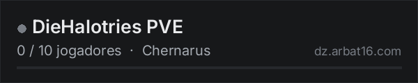 DieHalotries PVE na lista de servidores de DayZ da AR16