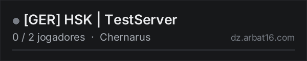 [GER] HSK | TestServer na lista de servidores de DayZ da AR16