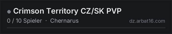 Crimson Territory CZ/SK PVP in der DayZ-Serverliste von AR16