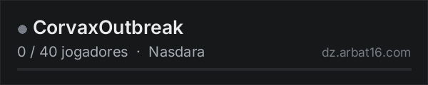 CorvaxOutbreak na lista de servidores de DayZ da AR16