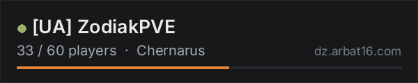 UA ZodiakPVE on the AR16 DayZ server list