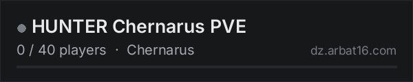 HUNTER Chernarus PVE on the AR16 DayZ server list