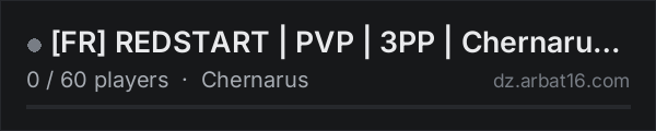 [FR] REDSTART | PVP | 3PP | Chernarus | Dev on the AR16 DayZ server list