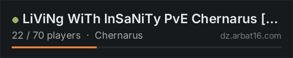 LiViNg WiTh InSaNiTy PvE Chernarus [100k Start] on the AR16 DayZ server list