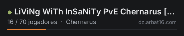 LiViNg WiTh InSaNiTy PvE Chernarus 100k Start na lista de servidores de DayZ da AR16