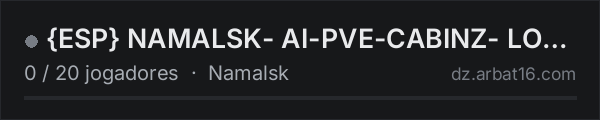 {ESP} NAMALSK-  AI-PVE-CABINZ- LOOT++ na lista de servidores de DayZ da AR16
