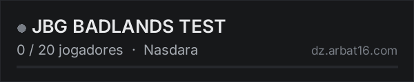 JBG BADLANDS TEST na lista de servidores de DayZ da AR16