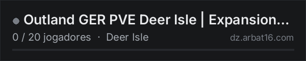 Outland GER PVE Deer Isle | Expansion | Trader na lista de servidores de DayZ da AR16