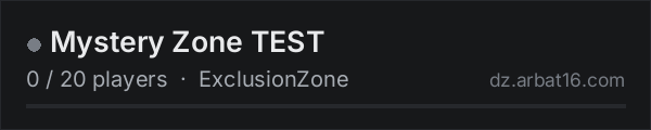 Mystery Zone TEST on the AR16 DayZ server list