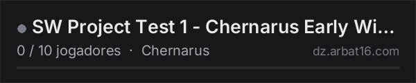 SW Project Test 1 - Chernarus Early Winter na lista de servidores de DayZ da AR16
