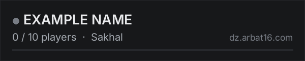 EXAMPLE NAME on the AR16 DayZ server list