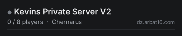 Kevins Private Server V2 on the AR16 DayZ server list