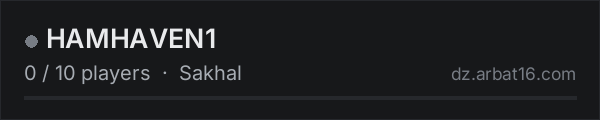 HAMHAVEN1 on the AR16 DayZ server list