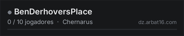 BenDerhoversPlace na lista de servidores de DayZ da AR16