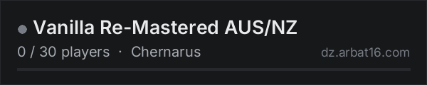 Vanilla Re-Mastered AUS/NZ on the AR16 DayZ server list