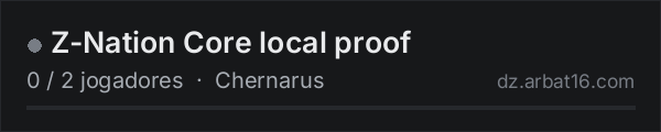 Z-Nation Core local proof na lista de servidores de DayZ da AR16
