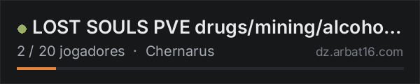 LOST SOULS PVE  drugs/mining/alcohol/collectables na lista de servidores de DayZ da AR16