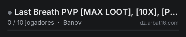 Last Breath PVP [MAX LOOT], [10X], [PVP/C4], [NO RULES], [FULL na lista de servidores de DayZ da AR16