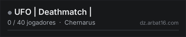 UFO | Deathmatch | na lista de servidores de DayZ da AR16