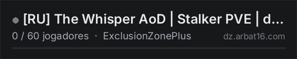[RU] The Whisper AoD | Stalker PVE | discrod.gg/thewhisper na lista de servidores de DayZ da AR16