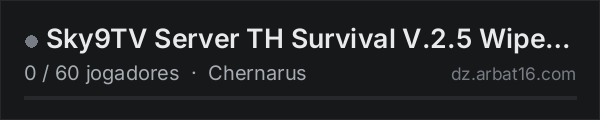 Sky9TV Server TH Survival V.2.3 na lista de servidores de DayZ da AR16