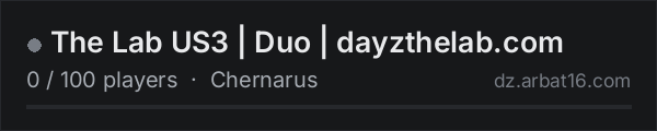 The Lab US3 | Duo | dayzthelab.com on the AR16 DayZ server list