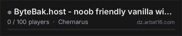 ByteBak.host  - noob friendly vanilla wiped 10/7/26 on the AR16 DayZ server list
